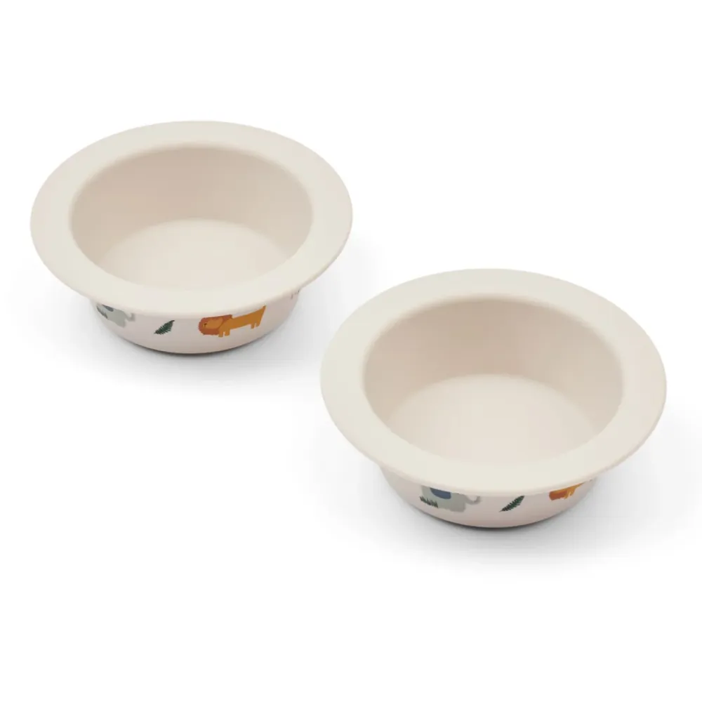 LIEWOOD Safari Sandy Mix Peony Imprinted Suction Skål 2-Pak