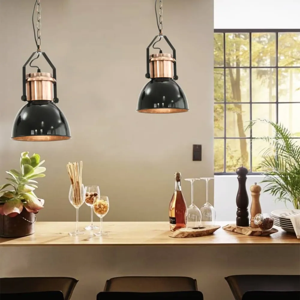 Loftslampe 2 Stk. Rund E27 Onyx