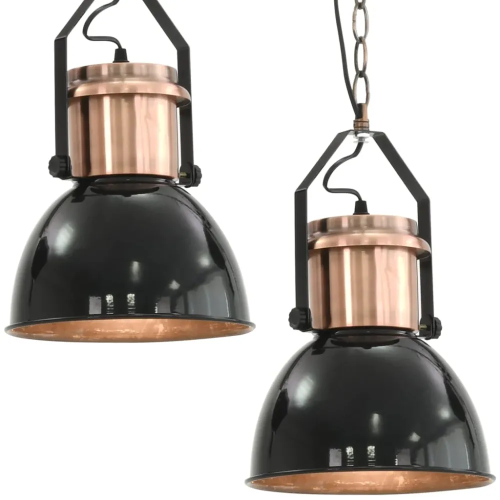 Loftslampe 2 Stk. Rund E27 Onyx