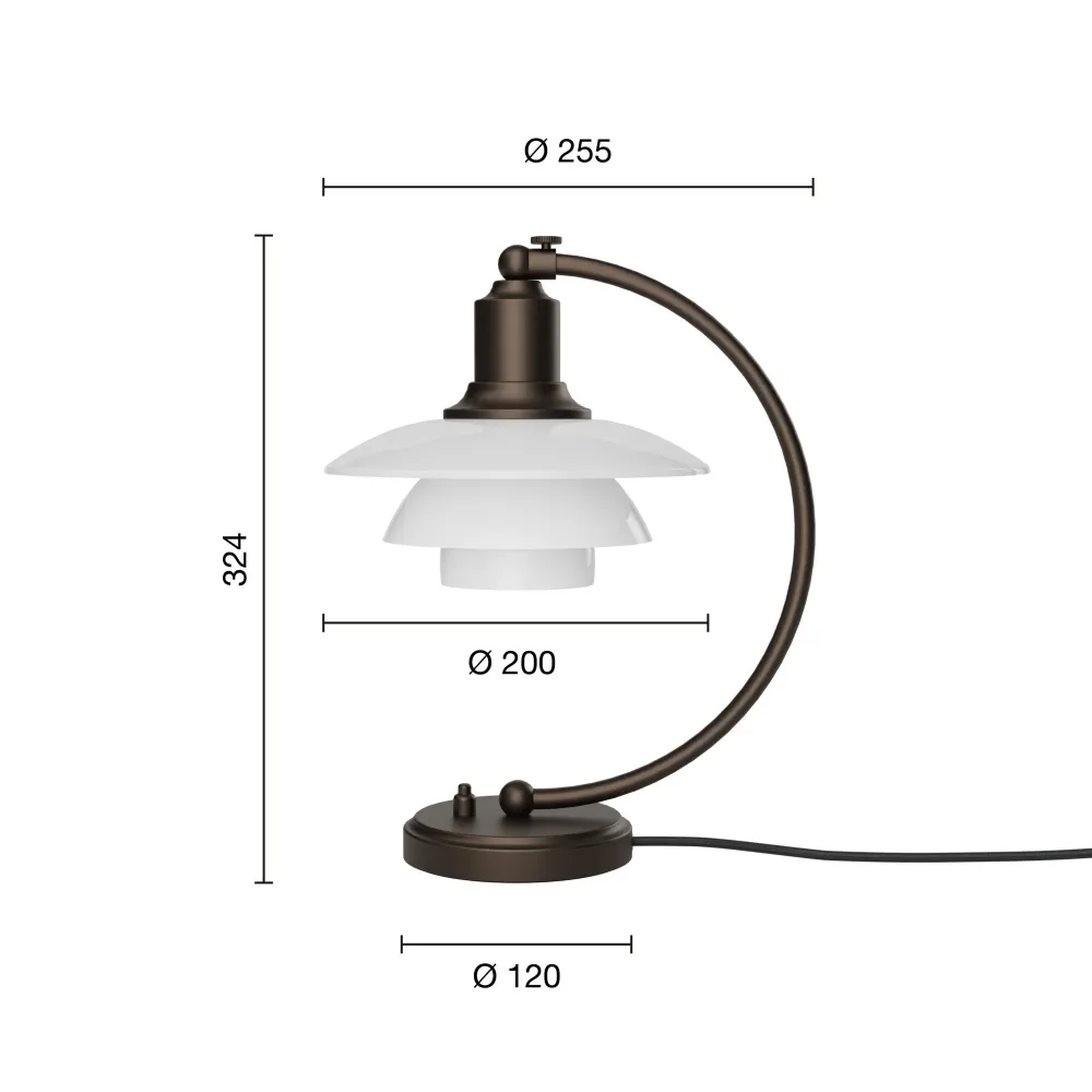 PH 2/2 Luna Bordlampe Aged Warm alloy