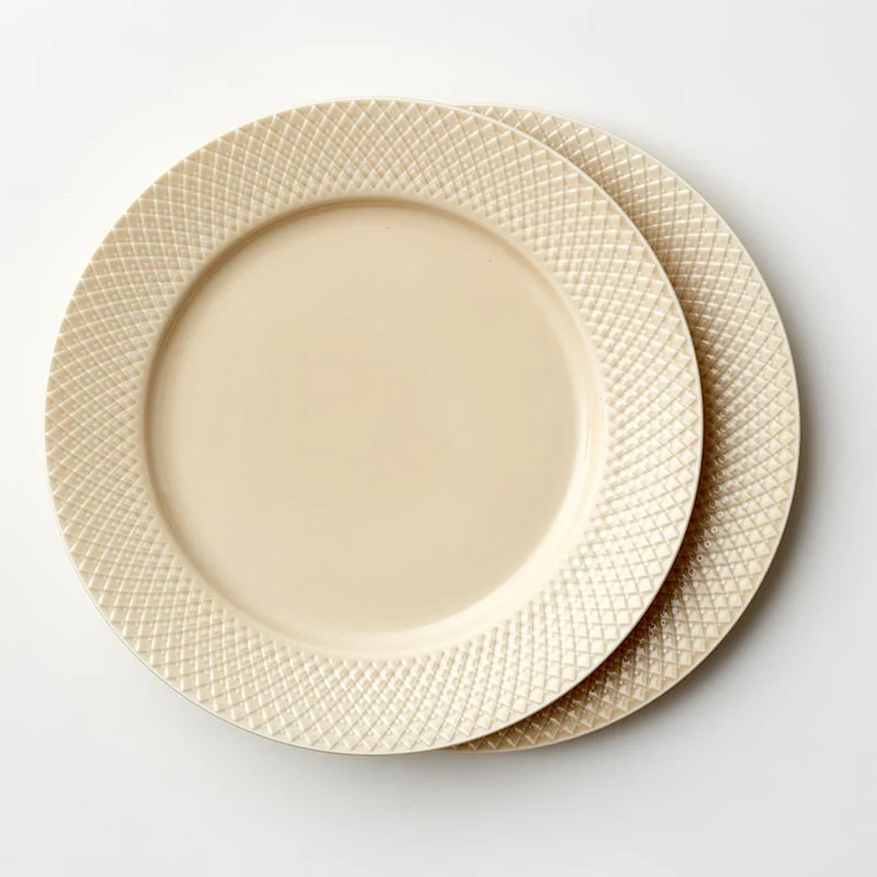 Lyngby Porcelæn Rhombe Earth middagstallerken marble 2 stk. - Ø27 cm