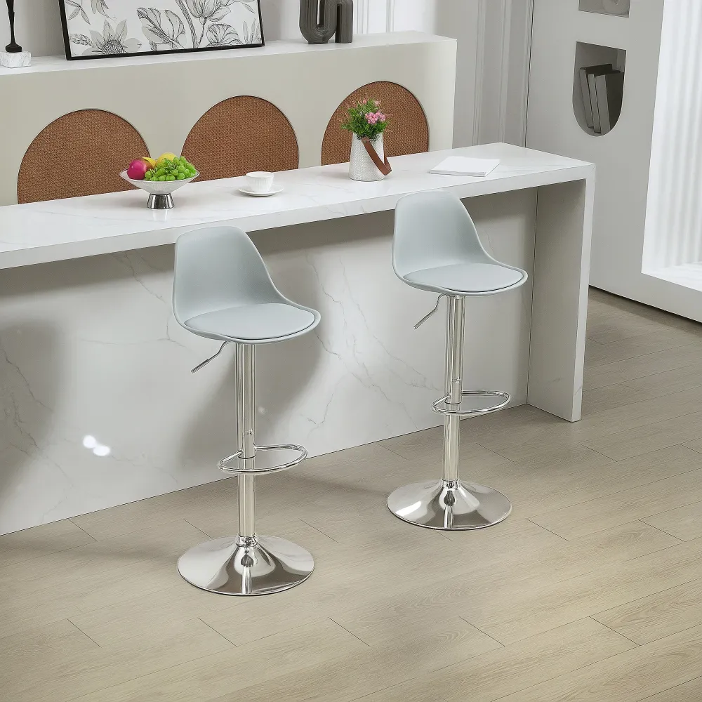 Sæt med 2 barstole, drejelige barstole med ryglæn, højdejusterbar, belastningskapacitet op til 120 kg, 42 x 38 x 82-104 cm...