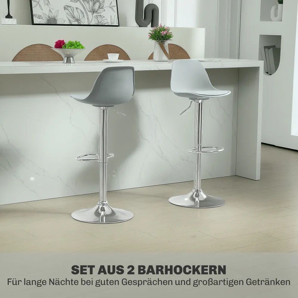 Sæt med 2 barstole, drejelige barstole med ryglæn, højdejusterbar, belastningskapacitet op til 120 kg, 42 x 38 x 82-104 cm...