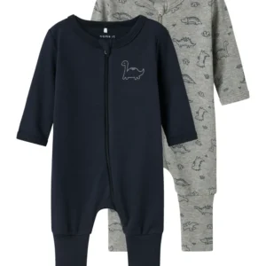 Name It Nightsuit 2 pak Dino - Grey Melange 50