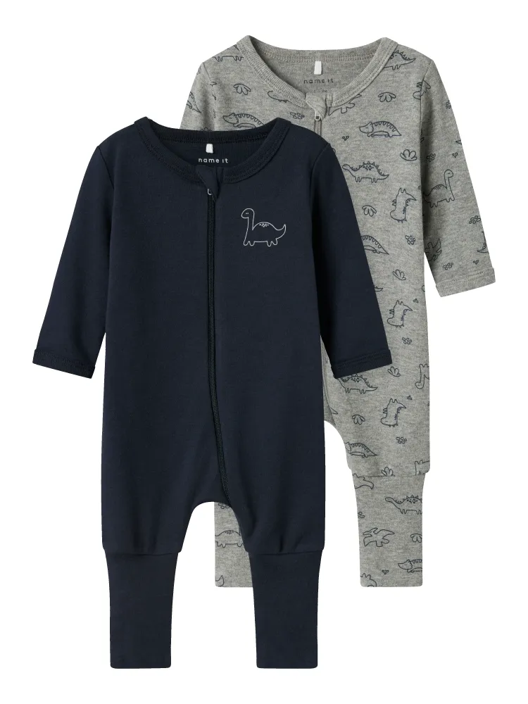 Name It Nightsuit 2 pak Dino - Grey Melange 50