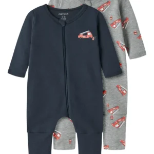 Name It Nightsuit 2 pak Firetruck - Grey Melange 50