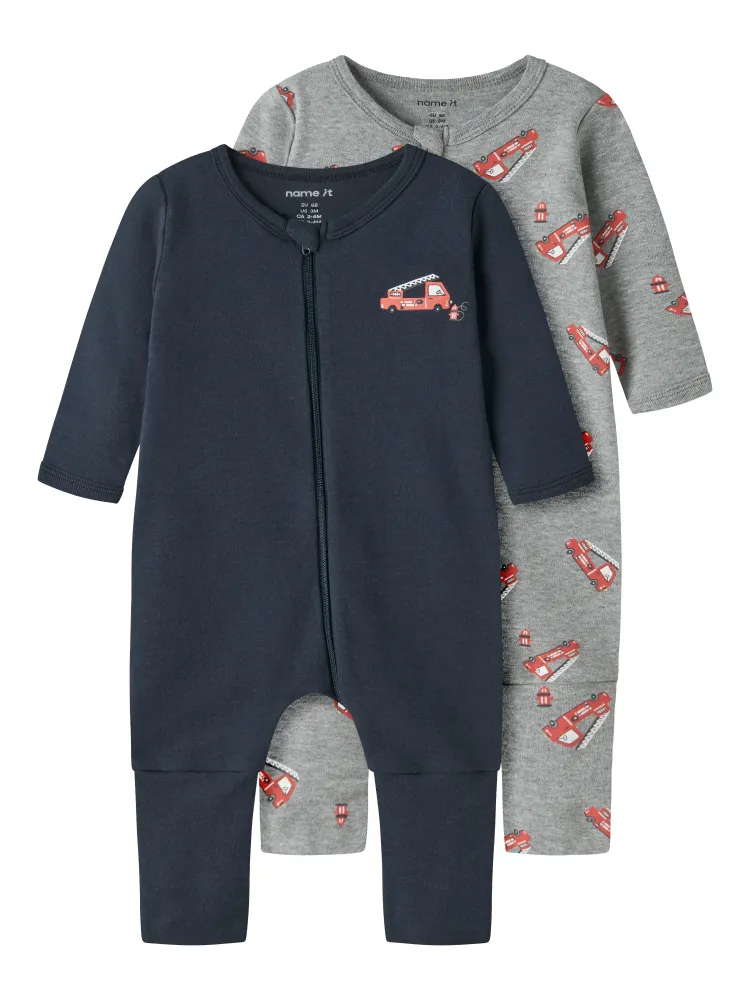 Name It Nightsuit 2 pak Firetruck - Grey Melange 50