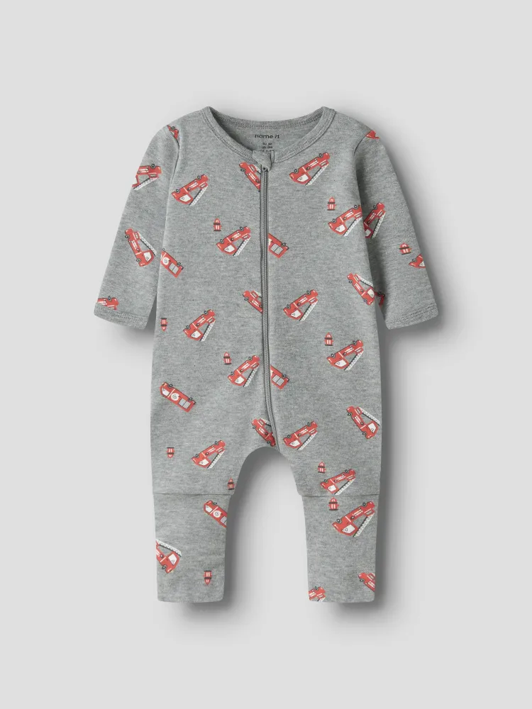 Name It Nightsuit 2 pak Firetruck - Grey Melange 50