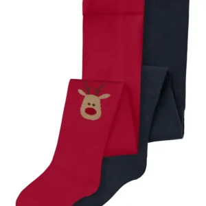 Name It Vichristmas 2 pak Strømpebukser - Onyx Sapphire/Jester Red