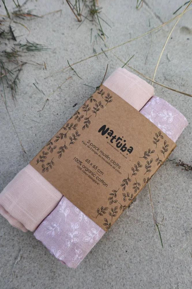 Natruba Stofbleer i Økologisk Muslin - 2 styk - Powder