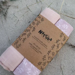 Natruba Stofbleer i Økologisk Muslin - 2 styk - Powder