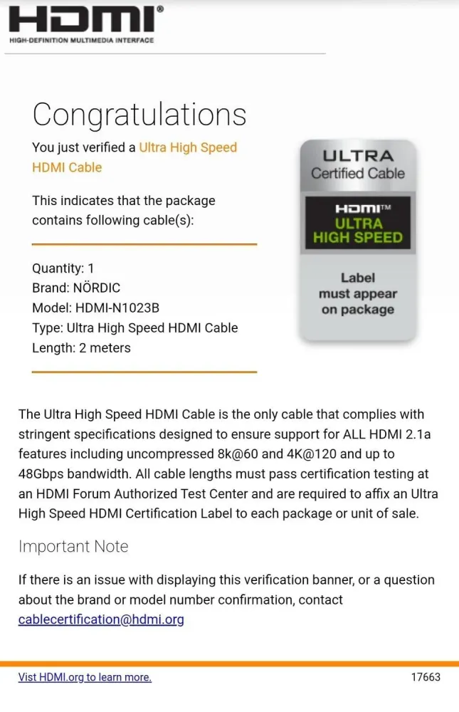 NORDIC CERTIFICEREDE KABLER 2m Ultra High Speed HDMI 2.1 8K 60Hz 4K 120Hz 48Gbps Dynamic HDR eARC VRR Synthetic flettet ka...