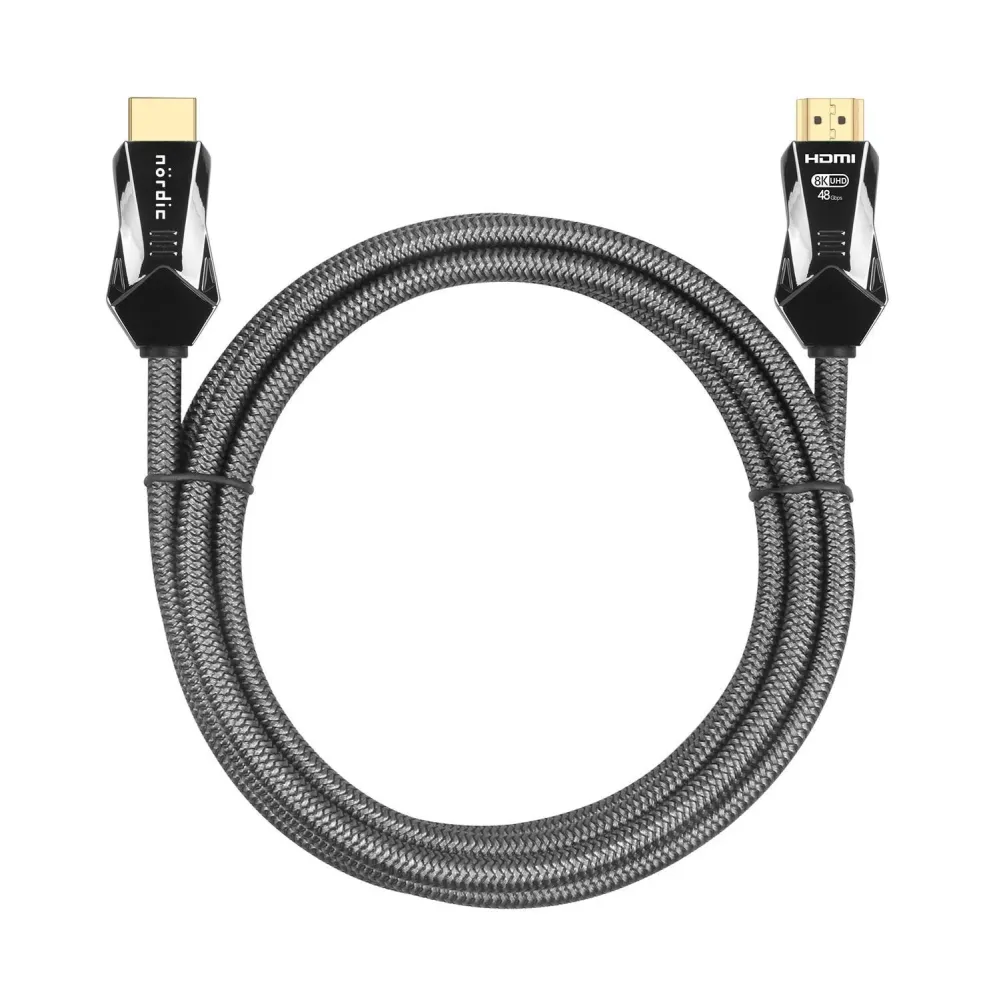 NORDIC CERTIFICEREDE KABLER 2m Ultra High Speed HDMI 2.1 8K 60Hz 4K 120Hz 48Gbps Dynamic HDR eARC VRR Synthetic flettet ka...