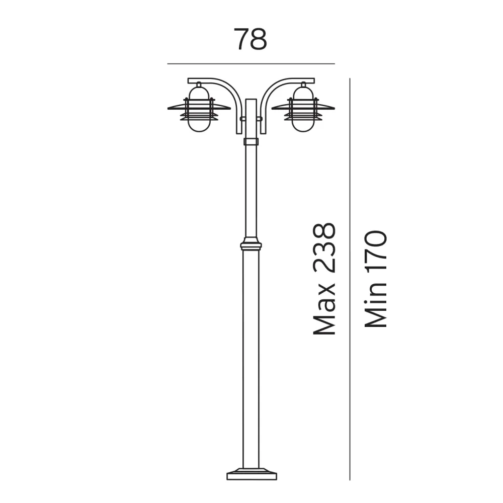 Norlys Oslo Charcoal, E27 IP55 2 x 57W - Udendørslampe
