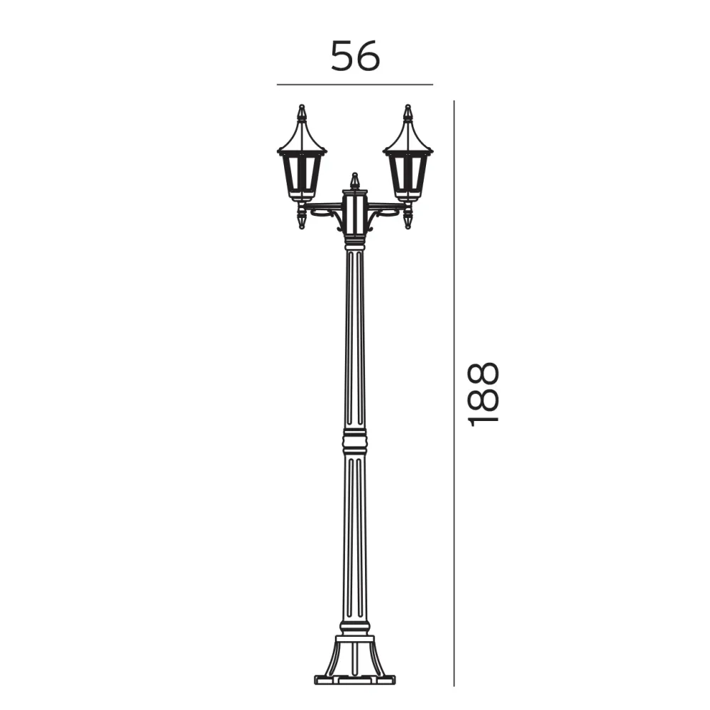 Norlys Rimini Onyx, E27 IP54 2 x 46w - Udendørslampe