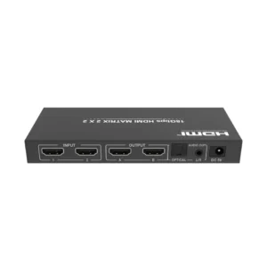 NÖRDIC 2x2 HDMI 2.0 Matrix switch 4K60Hz med Extractor Toslink & Stereo EDID HDR HDCP2.2 Dolby Digital+, DTS 5.1