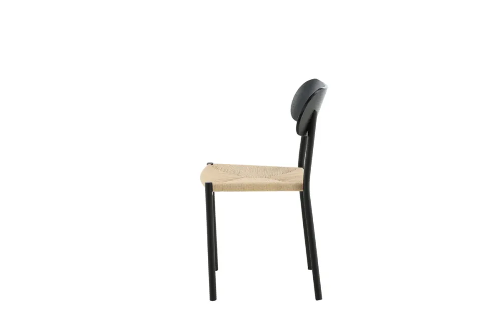 Polly Spisebordsstol 2-stk Sort/Natur (IPX7 Waterproof)