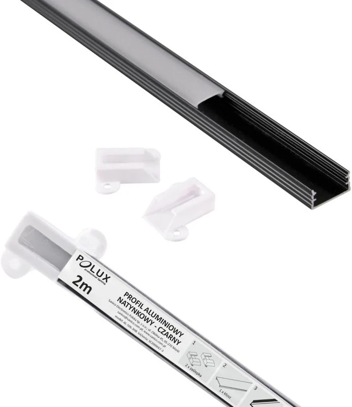 Polux overflademonteret profil til LED-strips 2 m mat-sort
