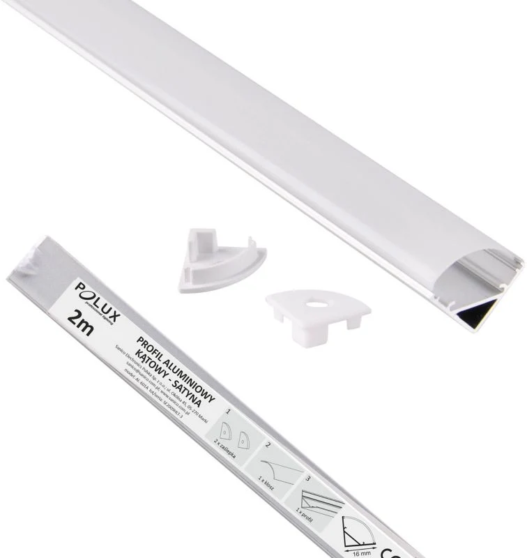 Polux vinkelprofil sæt til LED-strips 2 m satin