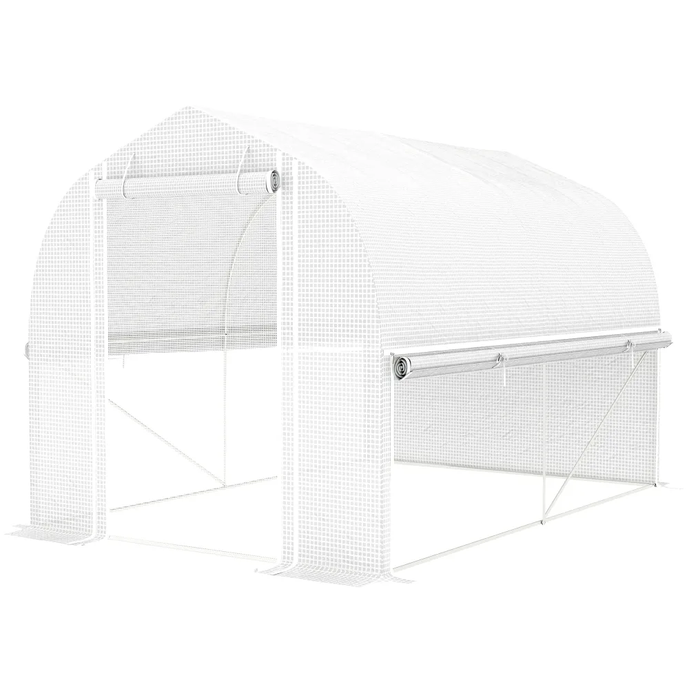 3 X 2 x 2 m polytunnel drivhus med oprullbare sidevægge, uv-bestandigt plastikdæksel og stålramme, ivory