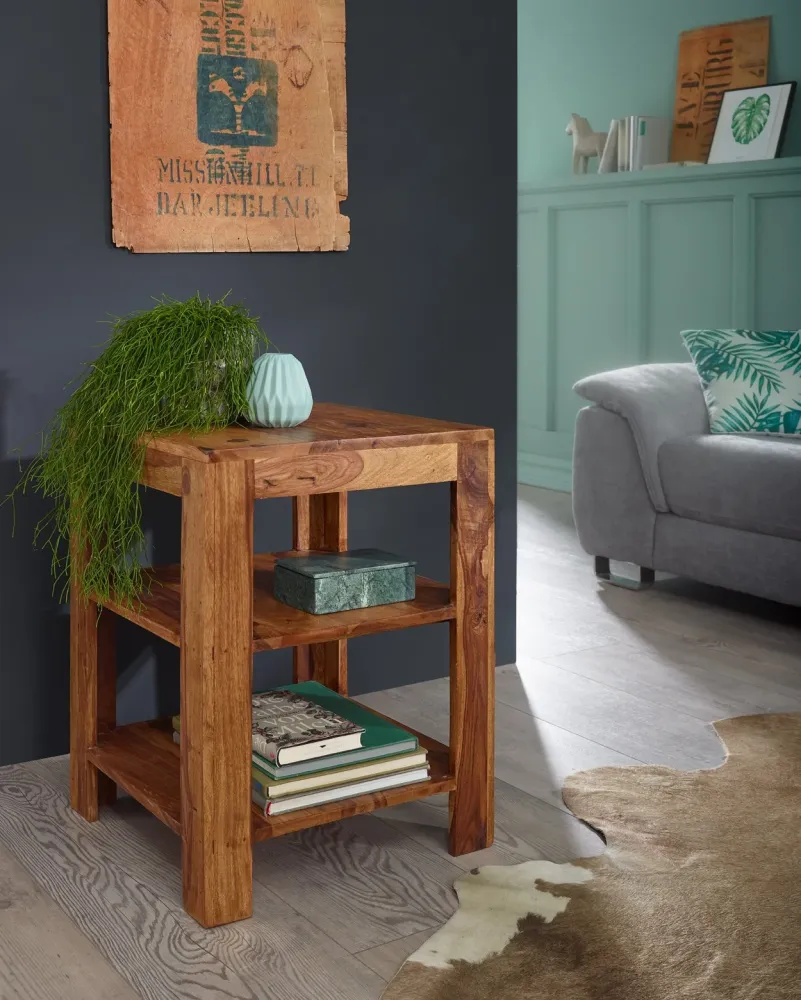 Reol Med 2 Hylder I Massivt Træ, Fsc®-Certificeret, 44 X 44 X 60 Cm