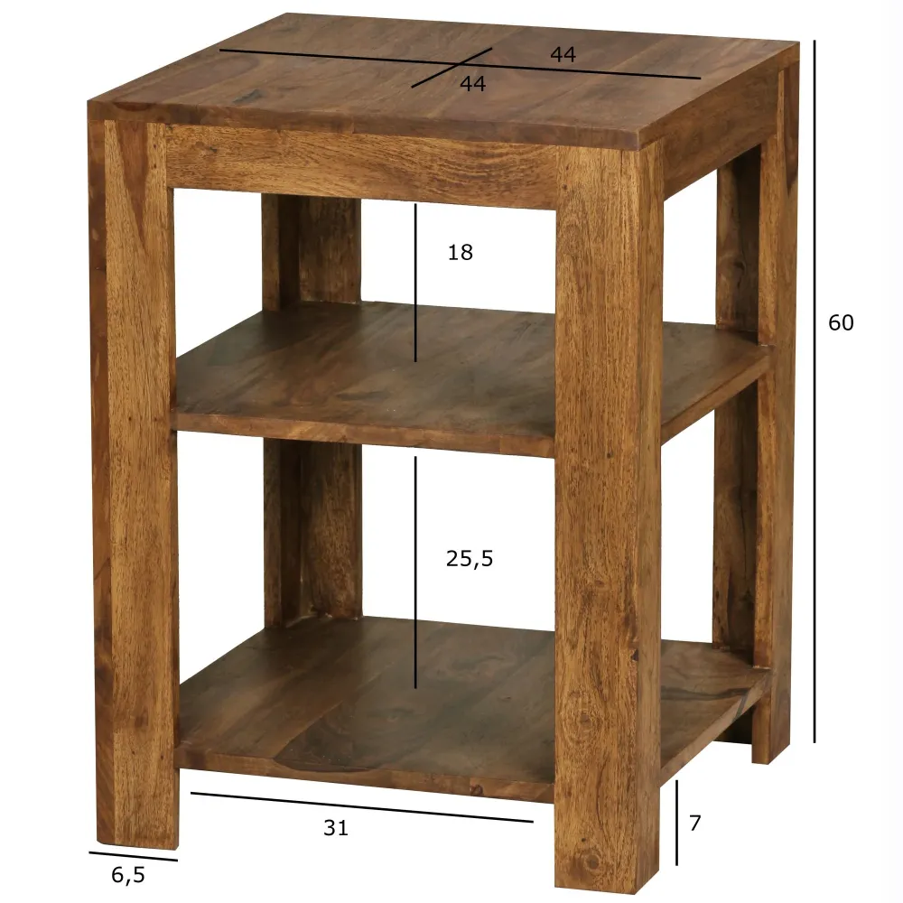 Reol Med 2 Hylder I Massivt Træ, Fsc®-Certificeret, 44 X 44 X 60 Cm