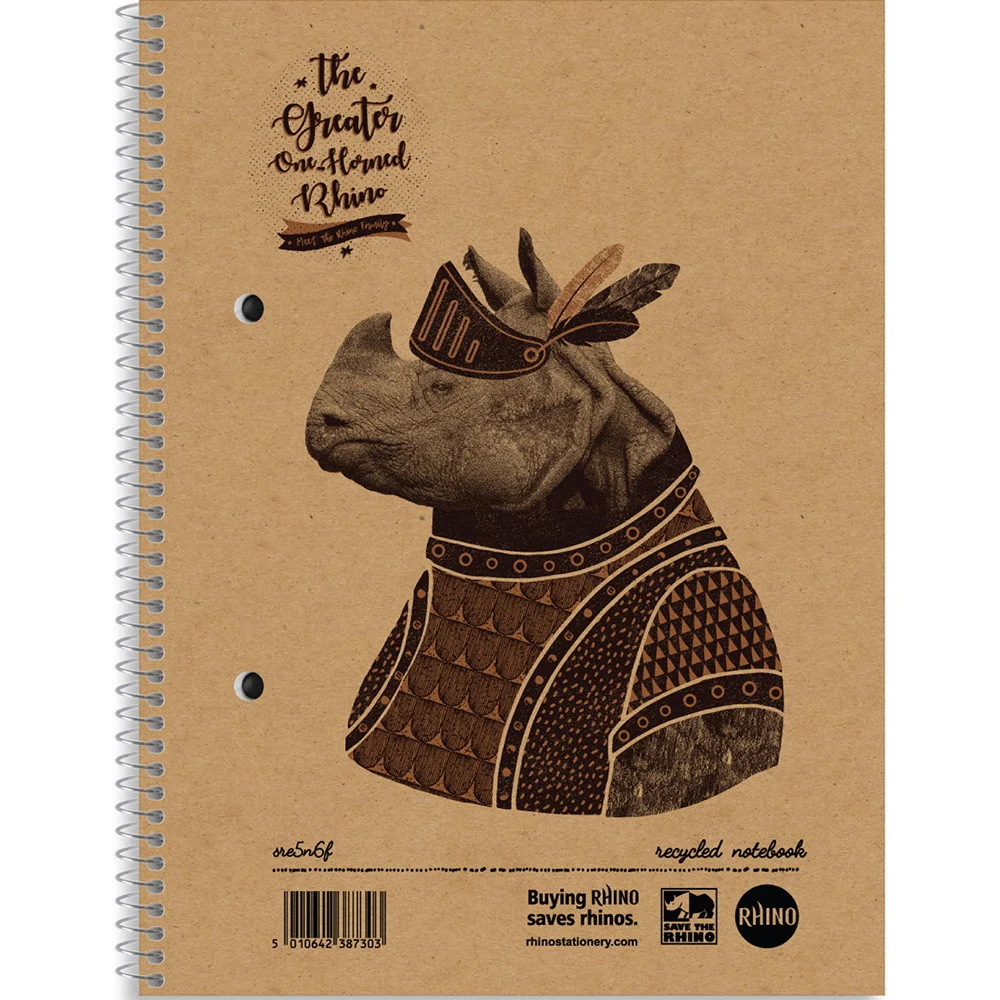 Rhino Recycled kollegieblokke 70g A5 linjeret 2 huller