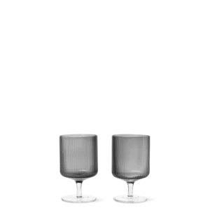 Ripple Wine Glasses - Place 2 - Smoked Grey