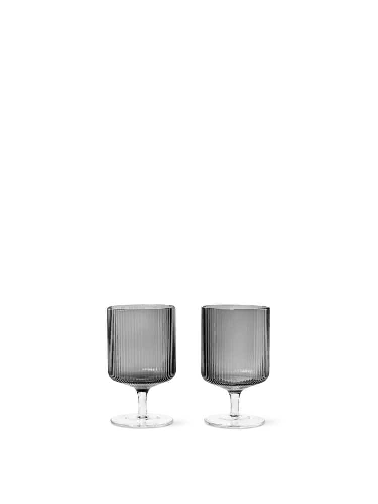 Ripple Wine Glasses - Place 2 - Smoked Grey