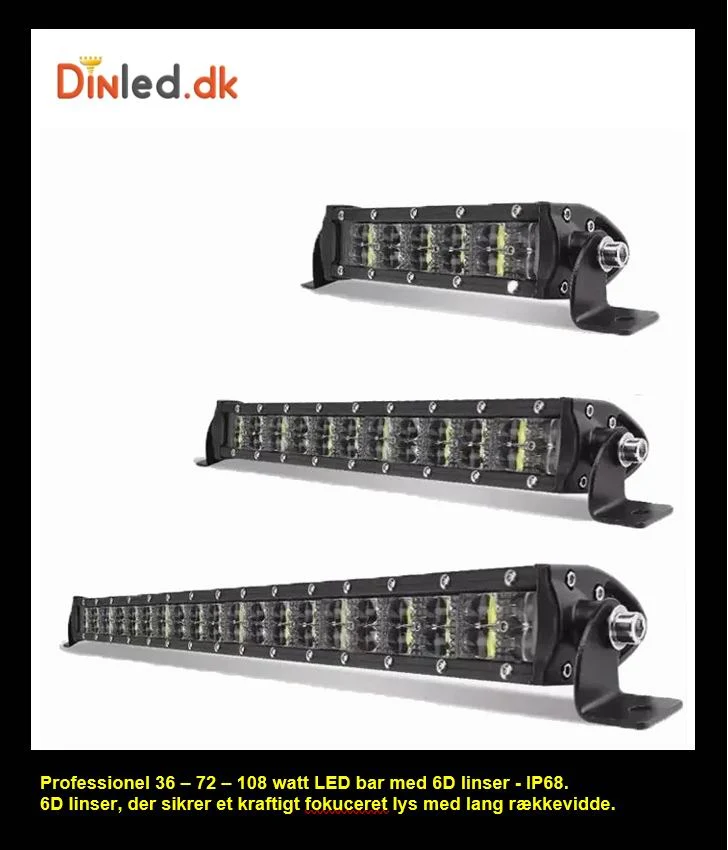 2 Rækkers 6D LED Lys Bro / Vivid bar 36 - 72 - 108 watt