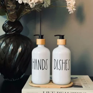 Sæbedispenser 2stk. med bakke - Pearl