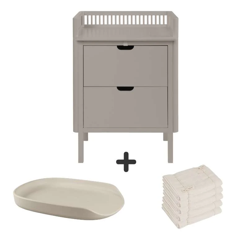 Sebra Puslebordet m. Skuffer - Jetty Taupe - Bundle 2