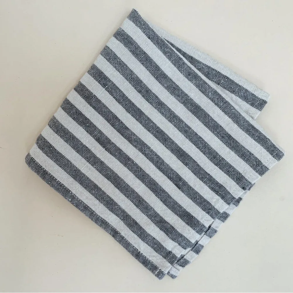 Servietter af europæisk hør fra Haps Nordic, Marine stripe, Ocean/Nature, 2 stk