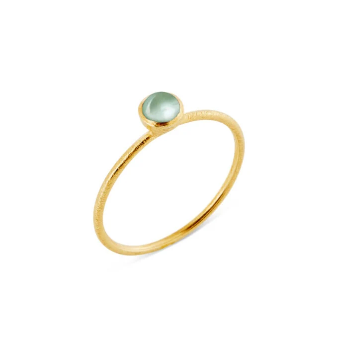 SFB - Guld belagt sølv ring med grøn kvarts - 1686-2-107 50