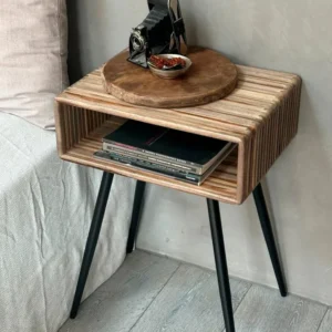 Side el. Sengebord i Genanvendt Teaktræ, grey, 2 stk