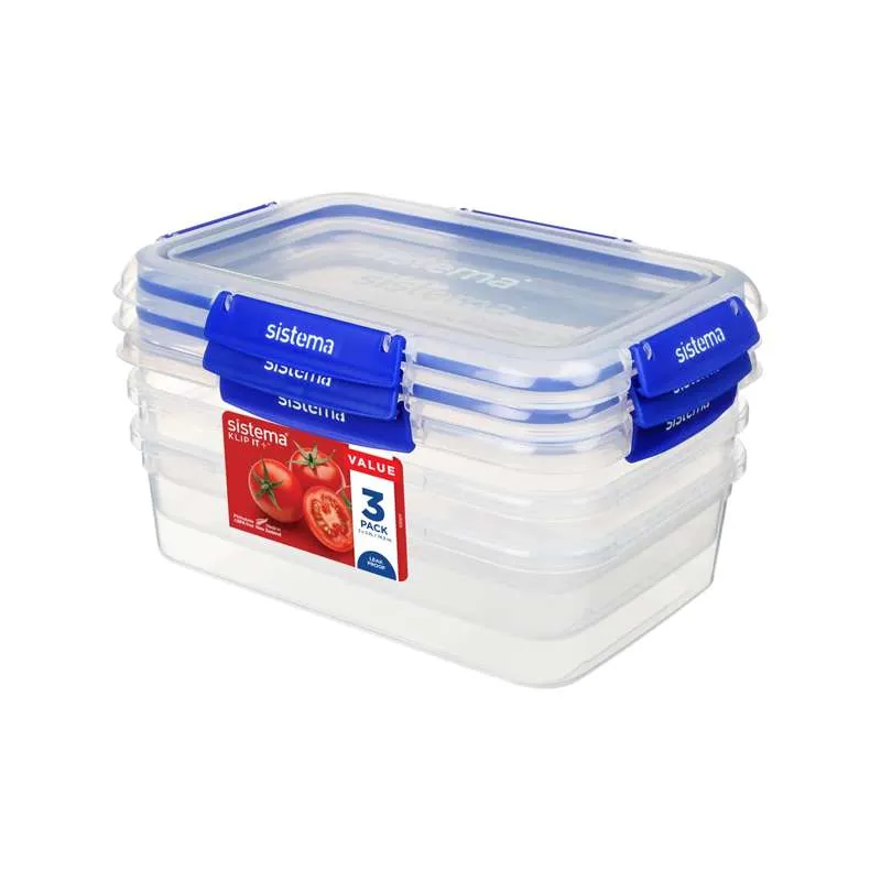 Sistema Madopbevaring - Klip It Plus - Rectangle - 3-Pak - 2.2L - Blå