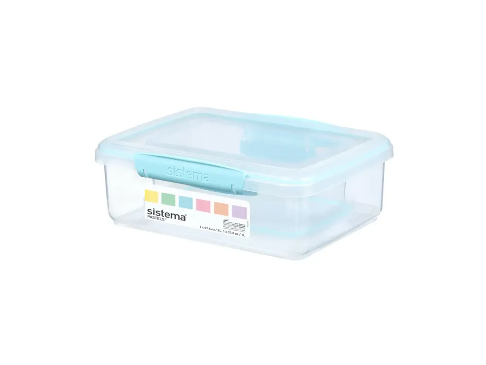 Sistema - Opbevaringsboks 2 stk. 2L og 1 L - Klip It Pastels
