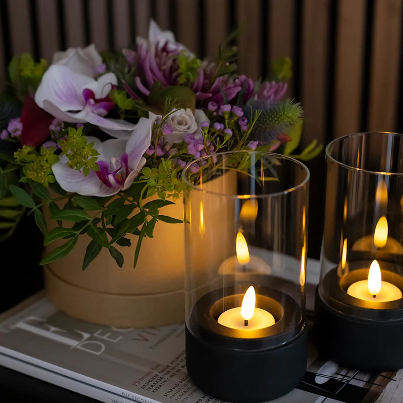 SKANDI HURRICANE EBONY MED LED-FYRFADSLYS 2 STK.