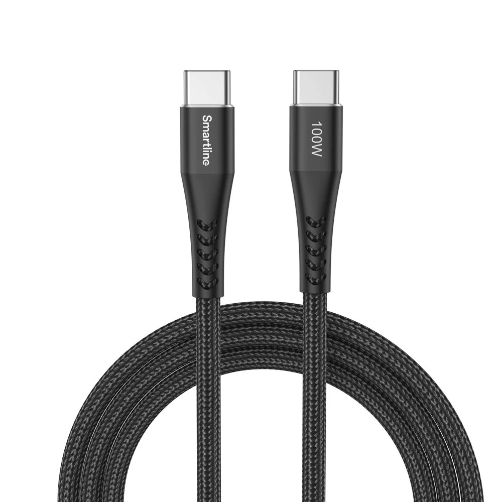 Smartline 100W USB-C-PORT til USB-C Kabel 2 m. - Sort