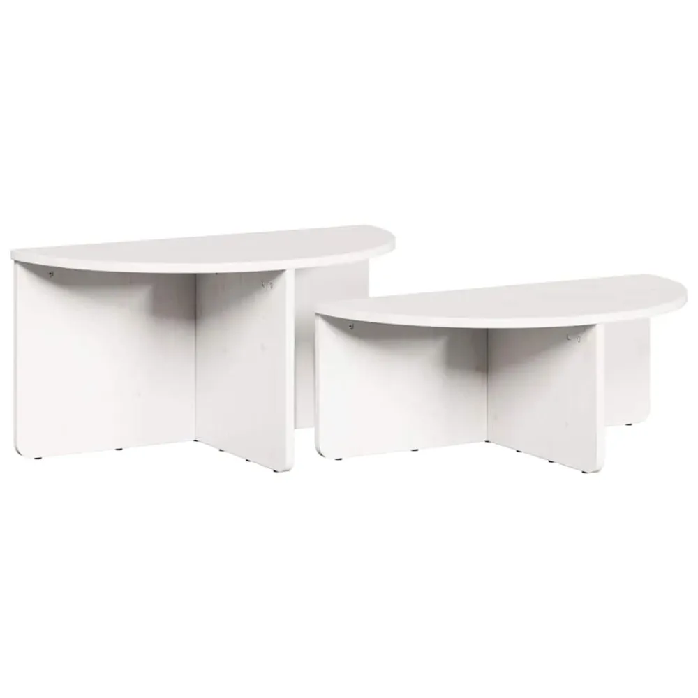 Sofabord 2 pcs Ivory Massivt fyrretræ