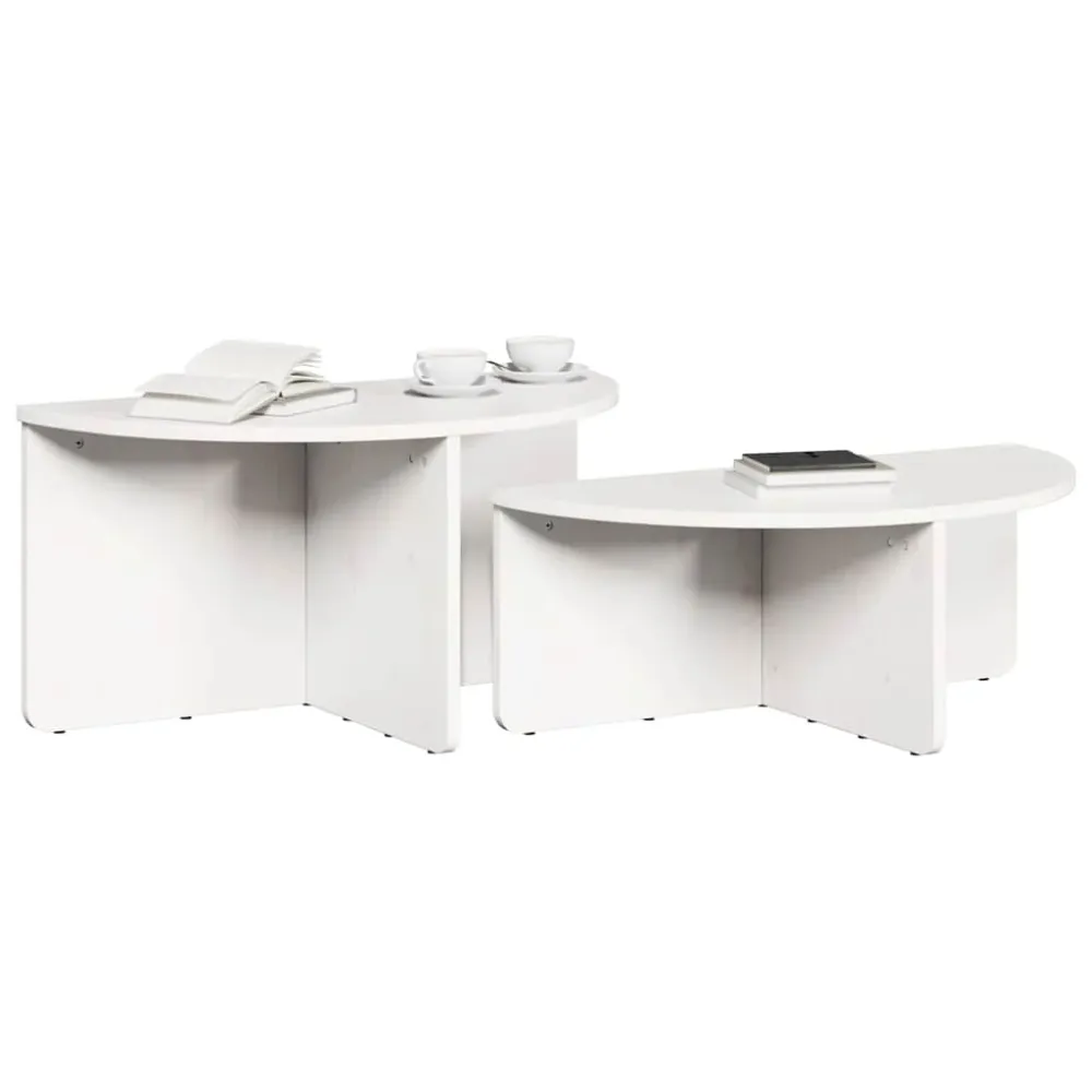 Sofabord 2 pcs Ivory Massivt fyrretræ