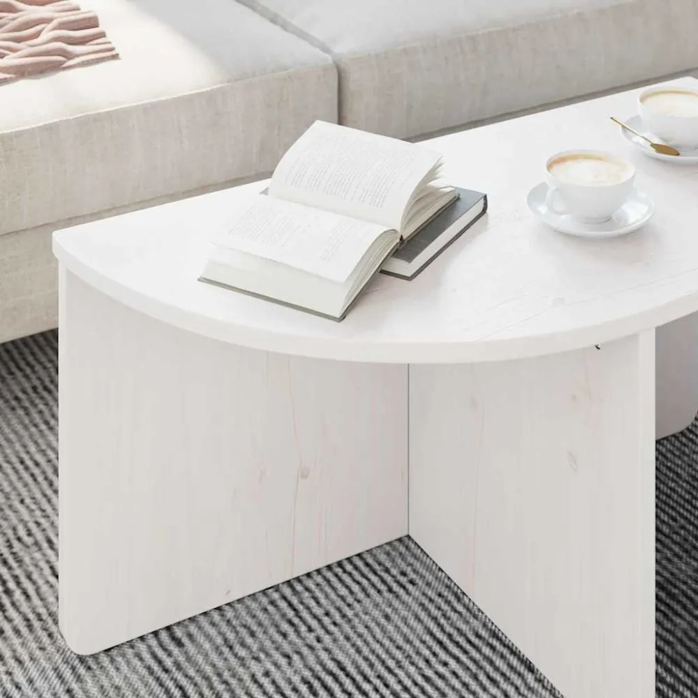 Sofabord 2 pcs Ivory Massivt fyrretræ