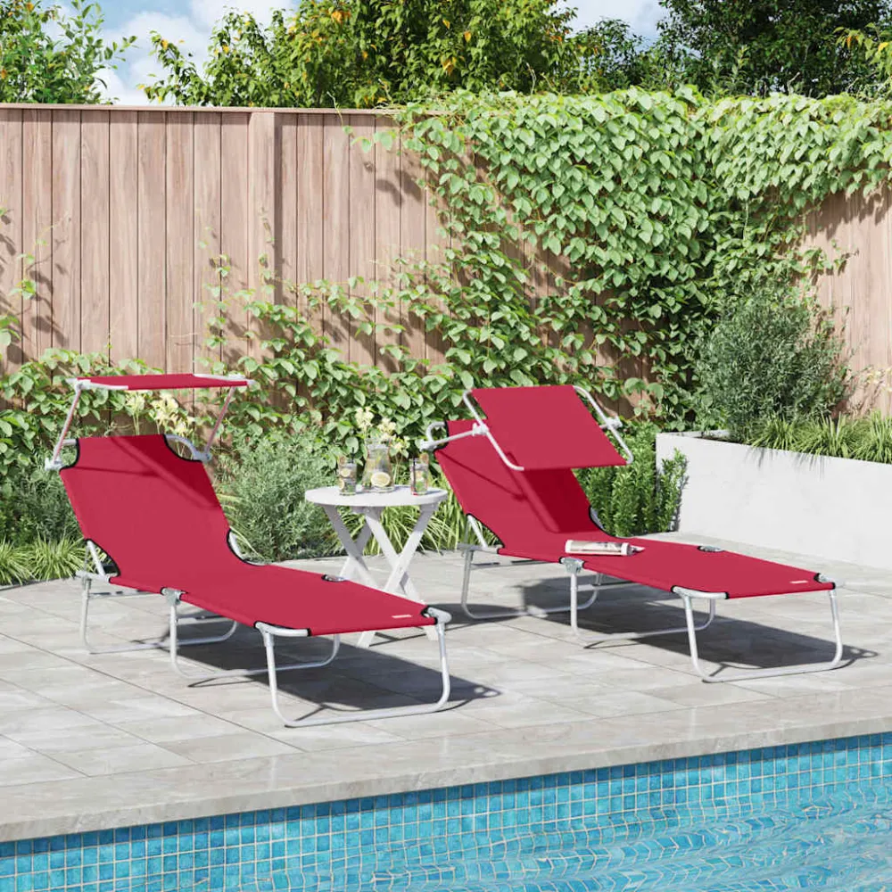 Solstol 2 pcs Rød 58 x 188 x 77cm Poly-material