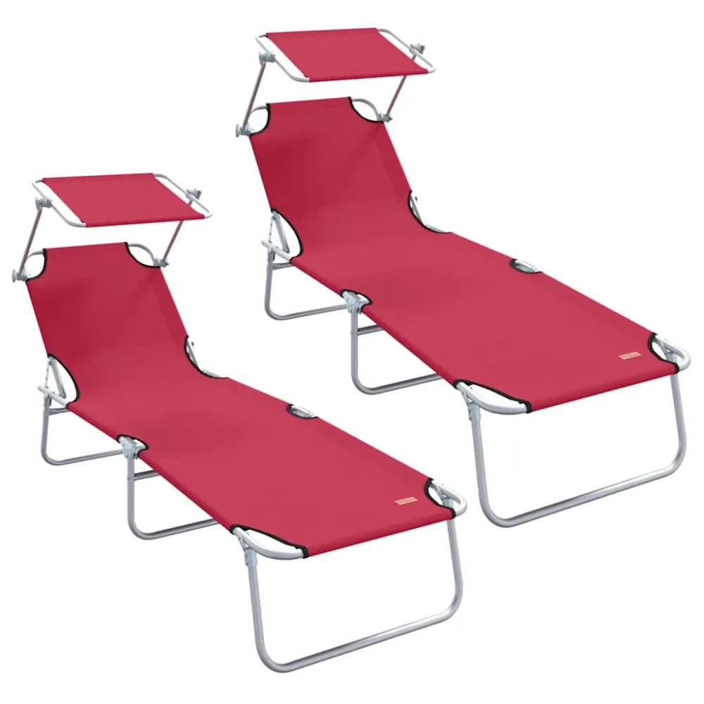 Solstol 2 pcs Rød 58 x 188 x 77cm Poly-material