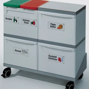 Sorterings-station - 2 x 15 Liter + 3 x 30 Liter - Vogn