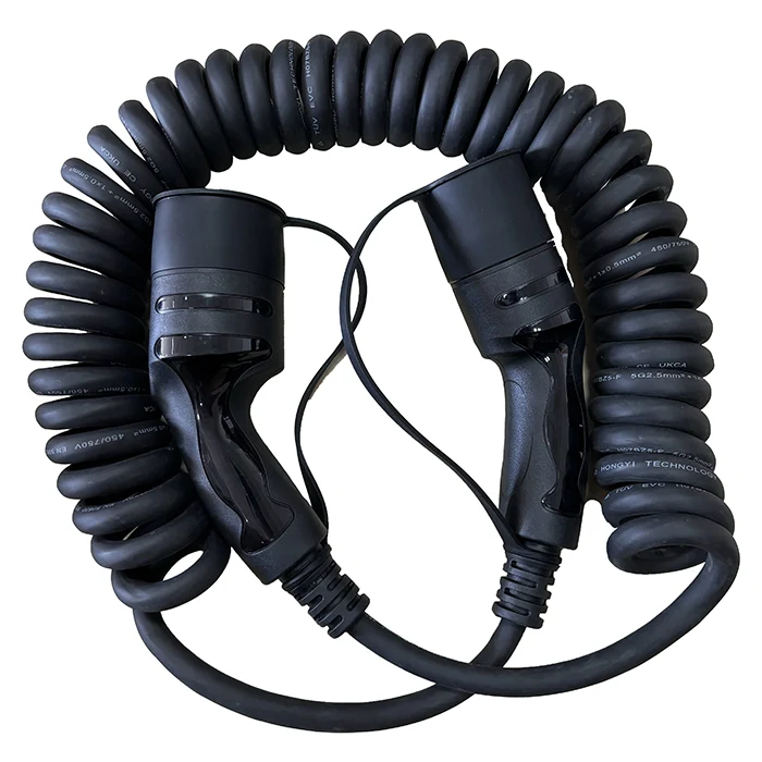 Spiral ladekabel til elbil – Type 2, 32A, 3-faset, 5 meter (op til 22 kW)