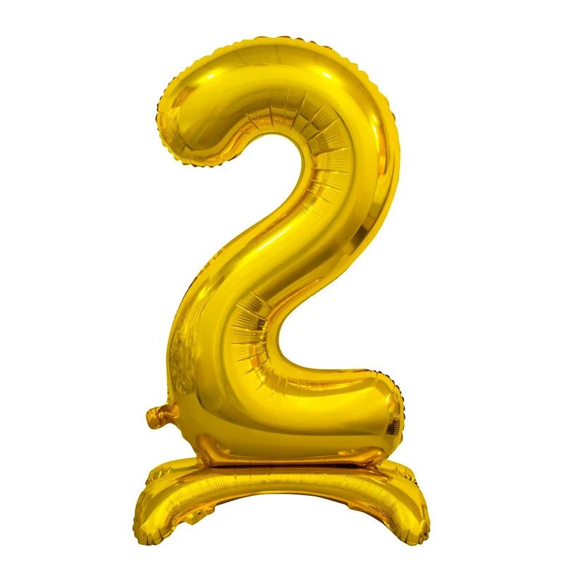 Stående guld 2-tal folieballon, 74 cm.