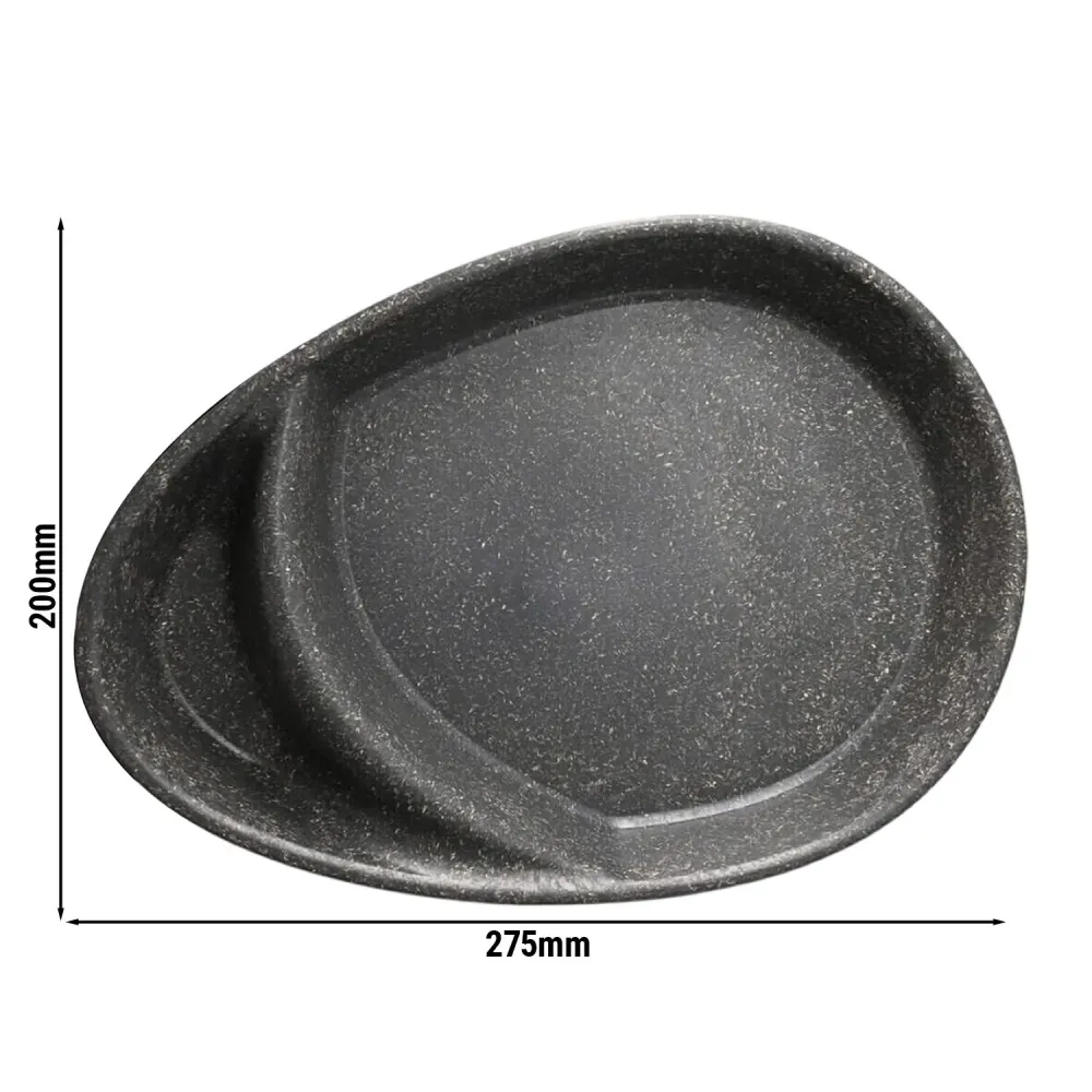 (60 stk.) Genanvendelig menutallerken med 2 rum - 275x200mm - dråbeformet