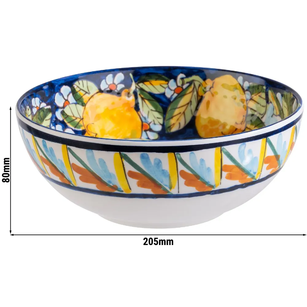 (6 stk.) Skål - MEDITERRANEAN - Melamin - 1,2 Liter - Ø 205 mm - Farverig