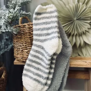 Strømper Fluffy grey stripes - Sæt med 2 par